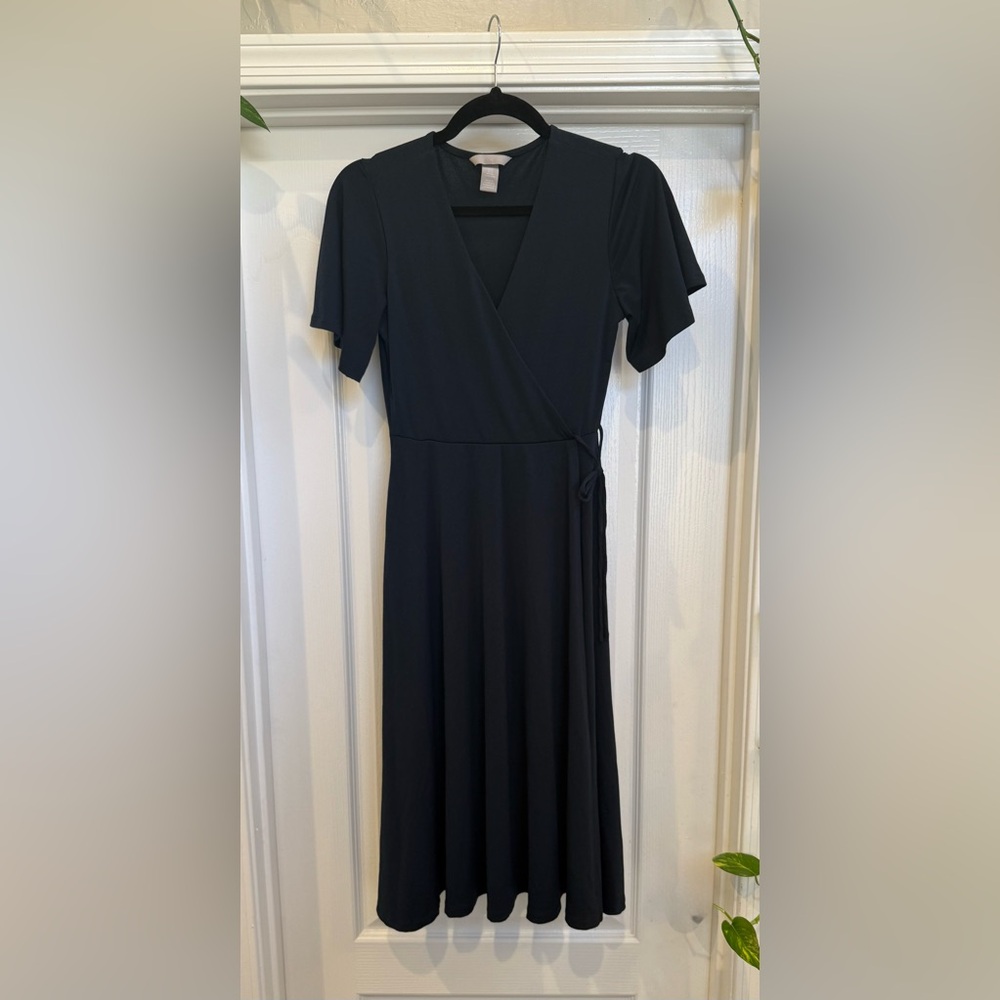 H&M Black Midi Wrap Dress